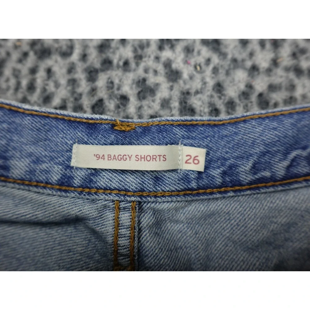Levi's '94 Baggy Shorts Womens 26 Blue Raw Hem High Rise Denim